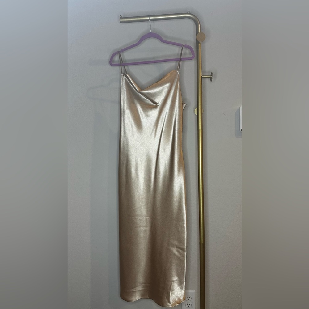 Gold Satin MIDI Dress